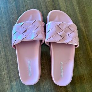 Anthropologie Silent D Pink Slides Sandals